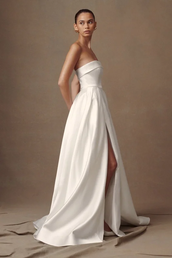 Eileen Strapless Wedding Gown – White Eileen Strapless Wedding Gown – White