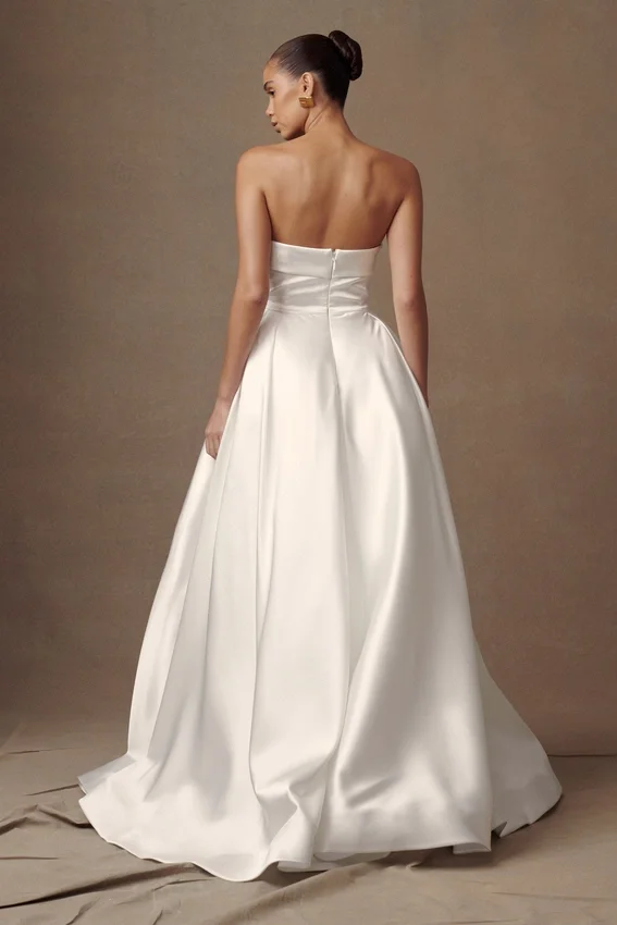 Eileen Strapless Wedding Gown – White Eileen Strapless Wedding Gown – White