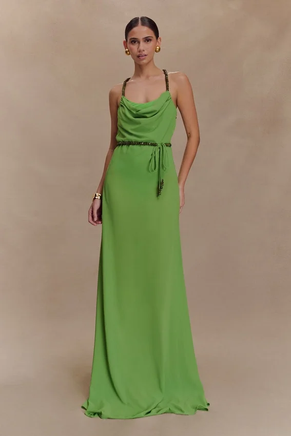 Elaine Chiffon Beaded Maxi Dress – Green Elaine Chiffon Beaded Maxi Dress – Green