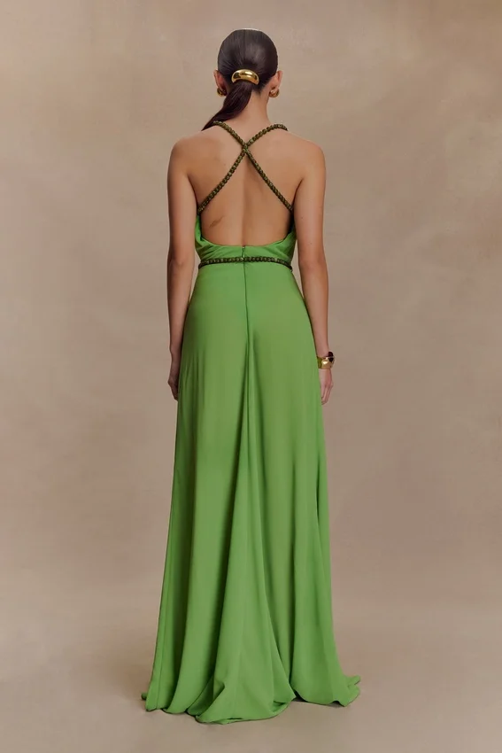 Elaine Chiffon Beaded Maxi Dress – Green Elaine Chiffon Beaded Maxi Dress – Green