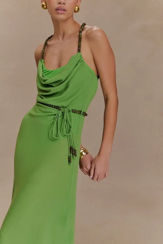 Elaine Chiffon Beaded Maxi Dress – Green Elaine Chiffon Beaded Maxi Dress – Green