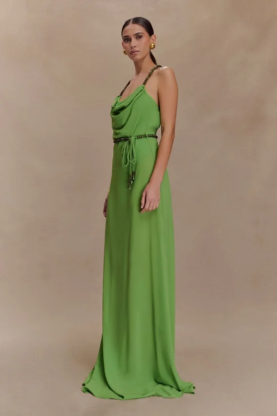 Elaine Chiffon Beaded Maxi Dress – Green Elaine Chiffon Beaded Maxi Dress – Green