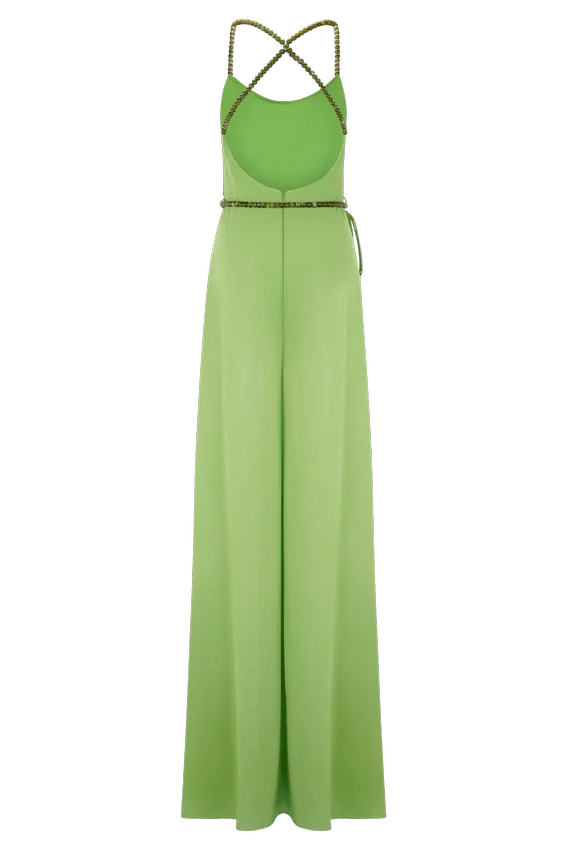 Elaine Chiffon Beaded Maxi Dress – Green Elaine Chiffon Beaded Maxi Dress – Green