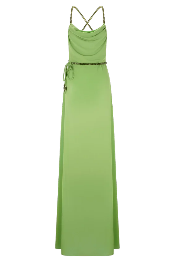 Elaine Chiffon Beaded Maxi Dress – Green Elaine Chiffon Beaded Maxi Dress – Green
