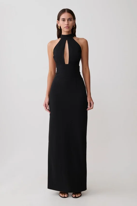 Elan Stretch Crepe Maxi Dress – Black Elan Stretch Crepe Maxi Dress – Black