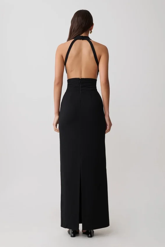 Elan Stretch Crepe Maxi Dress – Black Elan Stretch Crepe Maxi Dress – Black