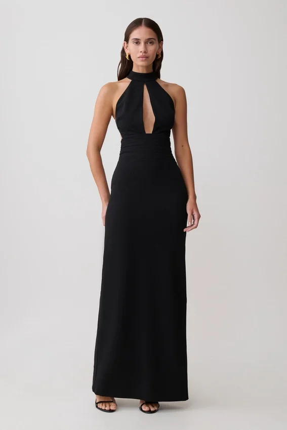 Elan Stretch Crepe Maxi Dress – Black Elan Stretch Crepe Maxi Dress – Black