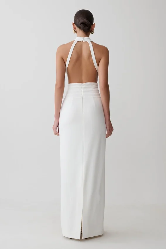 Elan Stretch Crepe Maxi Dress – White Elan Stretch Crepe Maxi Dress – White