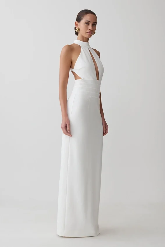 Elan Stretch Crepe Maxi Dress – White Elan Stretch Crepe Maxi Dress – White