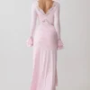 Electra Slinky Lace Maxi Dress – Ballet Pink