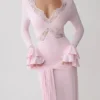 Electra Slinky Lace Maxi Dress – Ballet Pink