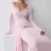 Electra Slinky Lace Maxi Dress – Ballet Pink