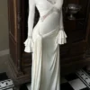 Electra Slinky Lace Maxi Dress – Ivory