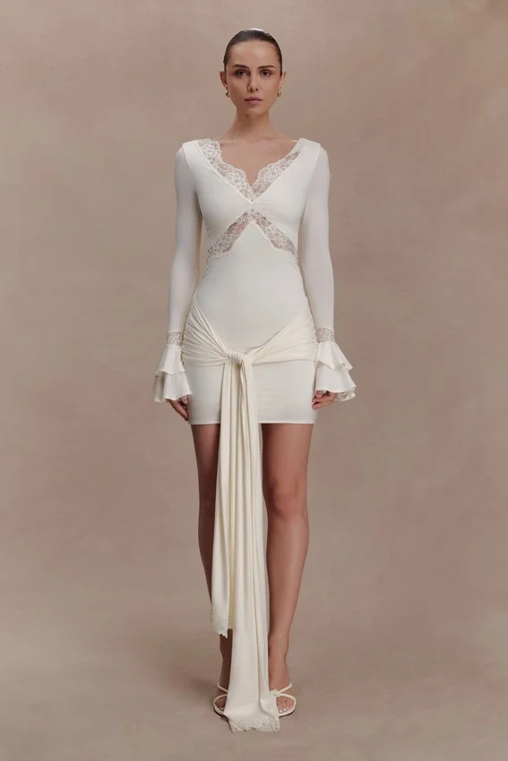 Electra Slinky Lace Mini Dress – Ivory Electra Slinky Lace Mini Dress – Ivory