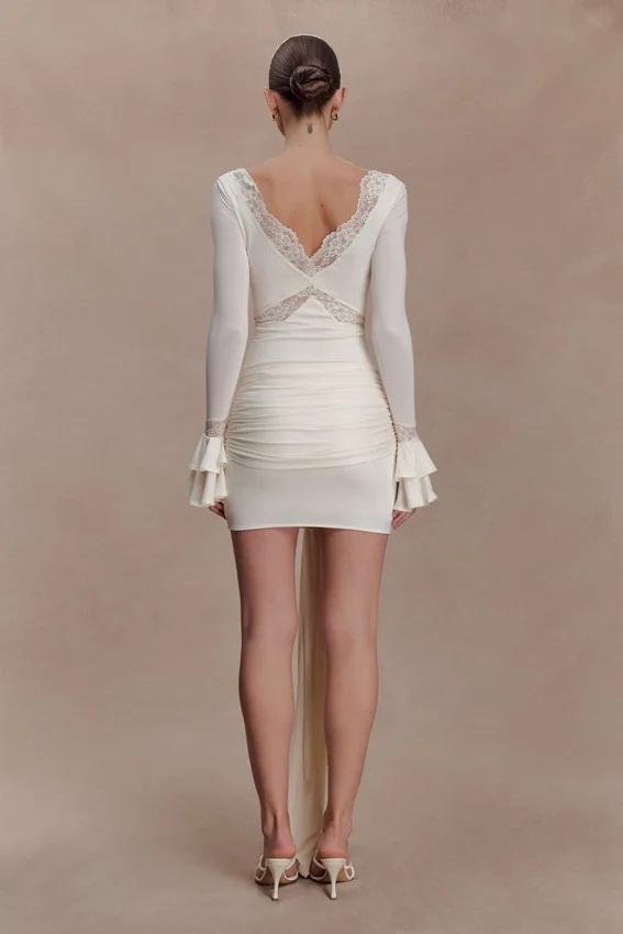 Electra Slinky Lace Mini Dress – Ivory Electra Slinky Lace Mini Dress – Ivory
