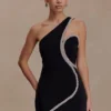 Eleonora Diamante Trim Mini Dress – Black