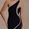 Eleonora Diamante Trim Mini Dress – Black