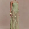 Elfie Crochet Halter Maxi Dress – Pastel Green