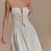 Elias Shirred Cotton Midi Dress – White