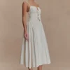 Elias Shirred Cotton Midi Dress – White
