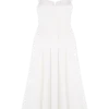 Elias Shirred Cotton Midi Dress – White
