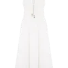 Elias Shirred Cotton Midi Dress – White