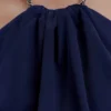 Elina Satin Necklace Maxi Dress – Navy
