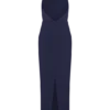 Elina Satin Necklace Maxi Dress – Navy