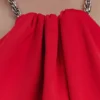 Elina Satin Necklace Maxi Dress – Red