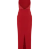 Elina Satin Necklace Maxi Dress – Red
