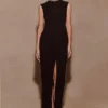 Elisa Diamante Neck Maxi Dress – Black