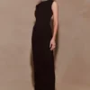 Elisa Diamante Neck Maxi Dress – Black