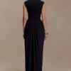 Elisa Diamante Neck Maxi Dress – Black