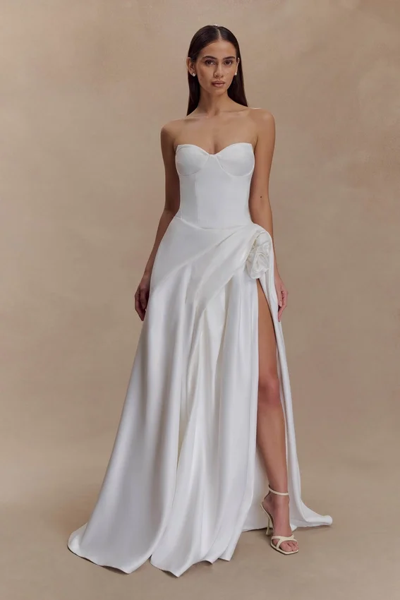 Elizabeth Strapless Corset Maxi Dress – White Elizabeth Strapless Corset Maxi Dress – White