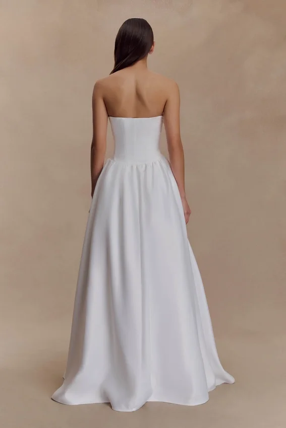 Elizabeth Strapless Corset Maxi Dress – White Elizabeth Strapless Corset Maxi Dress – White