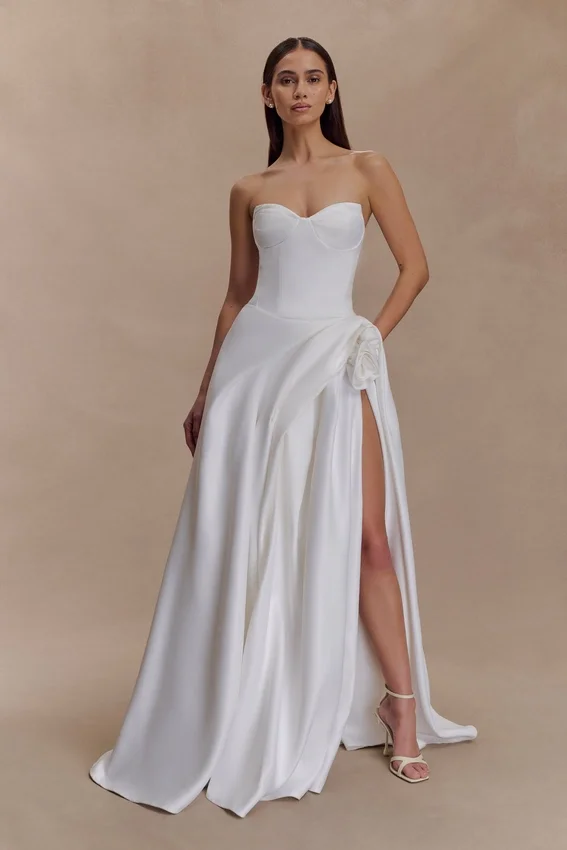Elizabeth Strapless Corset Maxi Dress – White Elizabeth Strapless Corset Maxi Dress – White