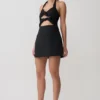 Ella Bow Detail Halter Mini Dress – Black