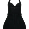 Ella Bow Detail Halter Mini Dress – Black