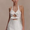 Ella Bow Detail Halter Mini Dress – White