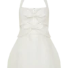 Ella Bow Detail Halter Mini Dress – White