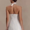 Ella Bow Detail Halter Mini Dress – White