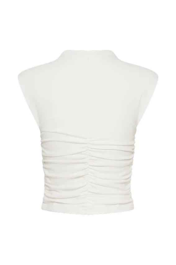 Ellia High Neck Sleeveless Top – White Ellia High Neck Sleeveless Top – White