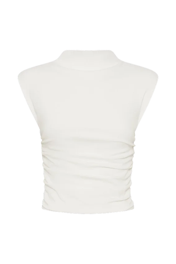 Ellia High Neck Sleeveless Top – White Ellia High Neck Sleeveless Top – White