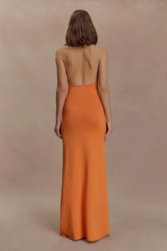 Elma Halter Knit Maxi Dress – Orange