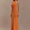 Elma Halter Knit Maxi Dress – Orange