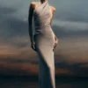 Elma Lurex Knit Halter Maxi Dress – Silver