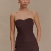 Elodie Strapless Cupped Knit Top – Chocolate