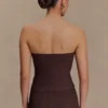 Elodie Strapless Cupped Knit Top – Chocolate