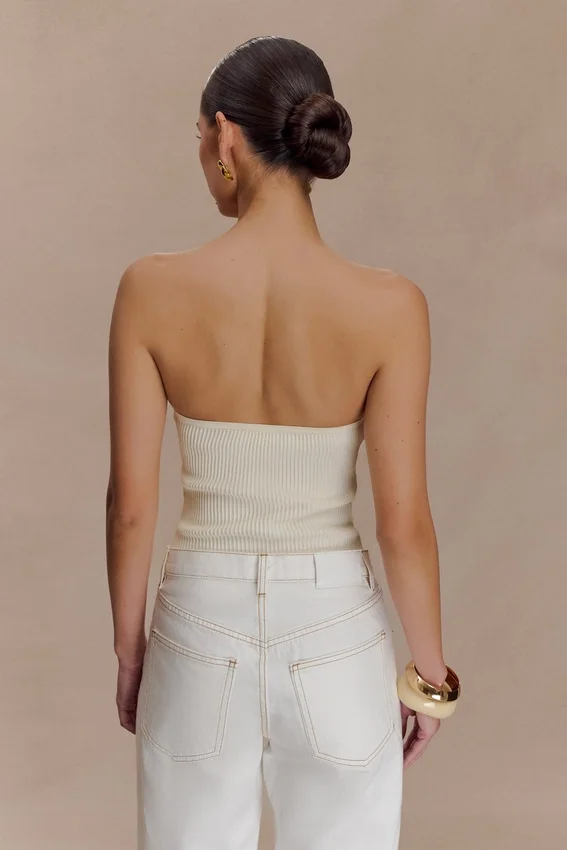 Elodie Strapless Cupped Knit Top – Ivory Elodie Strapless Cupped Knit Top – Ivory