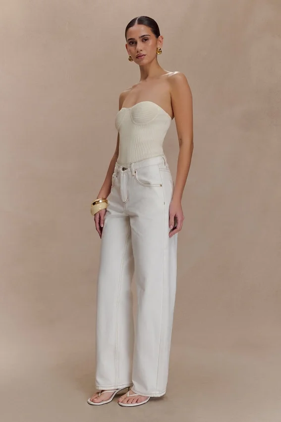 Elodie Strapless Cupped Knit Top – Ivory Elodie Strapless Cupped Knit Top – Ivory